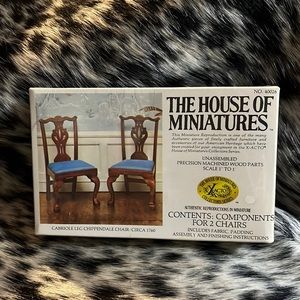 New in the package The House of Miniatures 2 chippendale chairs unassembled